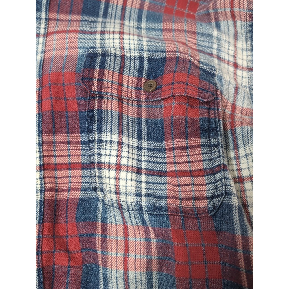 Lucky Brand Men's Lg Plaid Red White Blue Long Sleeve Button Down Shirt Cotton - Picture 14 of 16